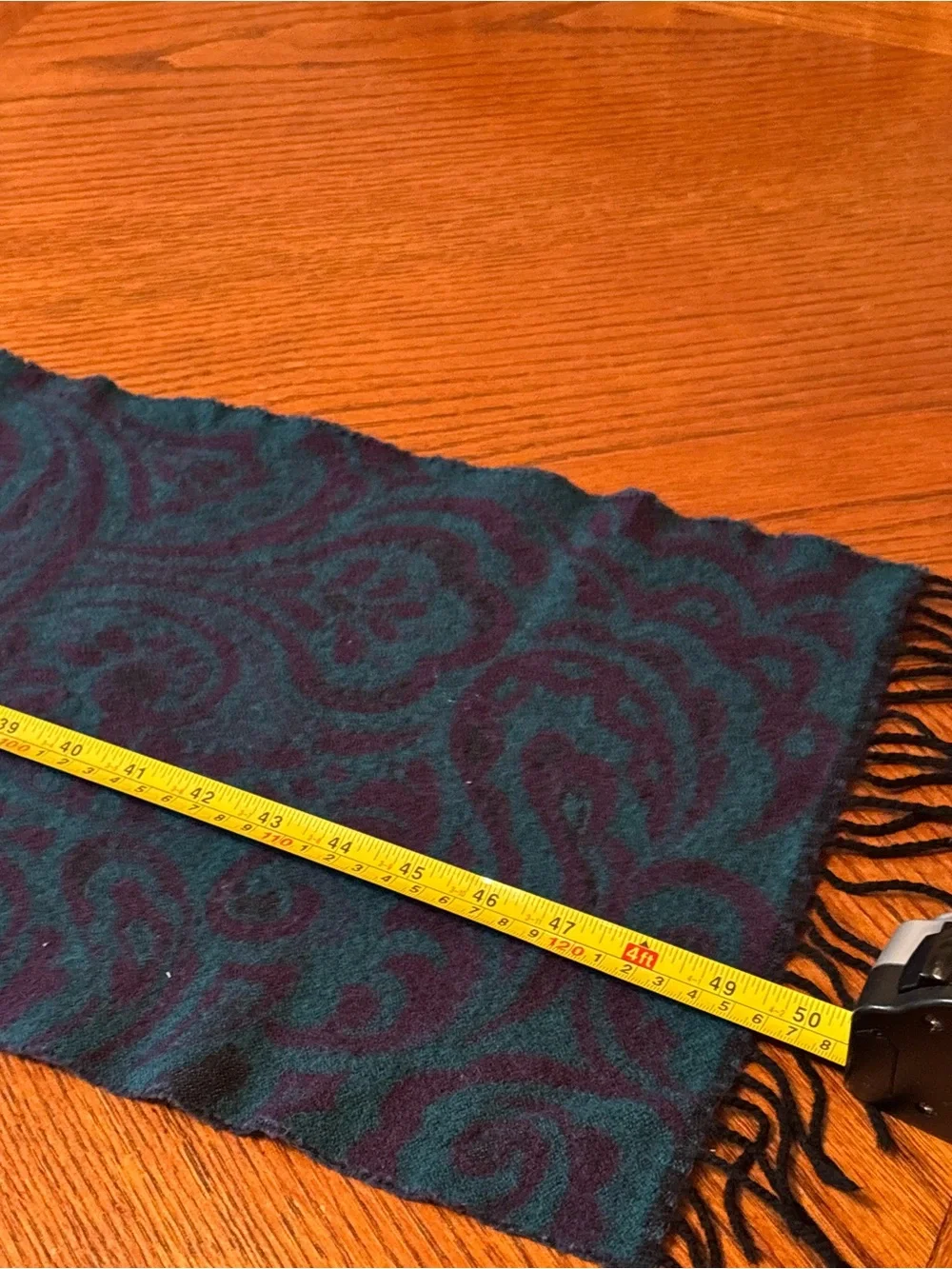 Men's Paisley Wool Blend Scarf - Teal & Black